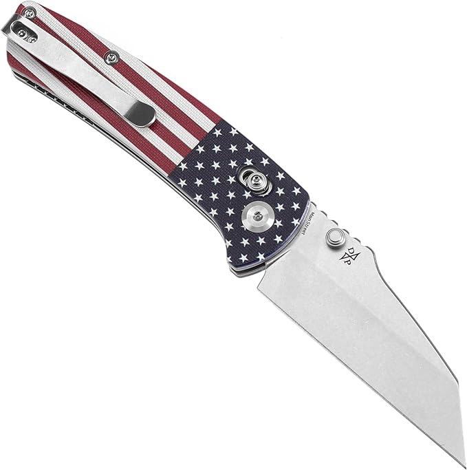 KANSEPT Main Street Pocket Folding Knife 3.36 Inch 154CM Sharp Steel Blade American Flag G10 Handle with Axis Lock and Thumb Stud Perfect Clip for Camping Hiking Fishing Gift Everyday Carry T1015v9
