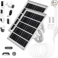 8W Solar Panel Charger for Outdoor Security Cameras with Micro USB/USB-C and DC (35 x 135) Port Fits Ring/Eufy/Wyze/Bird Feeder Camera 13ft Cable Fast Charging (2 Pack)