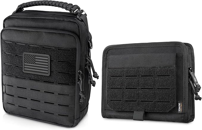 WYNEX Tactical Molle Admin Pouch with Folding Admin Pouch Utility EDC Pouch Organizer Modular Tool Pouch of Double Layer with Molle Tool Bag of Laser-Cut Design Utility Organizer EDC Medical Bag