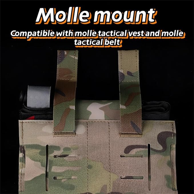 Quick Release Tactical Pouch MOLLE Compatible Waist Bag Multi-Functional First Aid Kit Nylon Fabric 15×18.5cm Lightweight 0.085kg