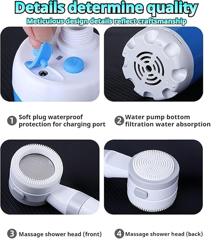 Portable Shower for Camping – Rechargeable Outdoor Shower Pump with Hose Digital Display for Travel Hiking Car &amp Pet Cleaning