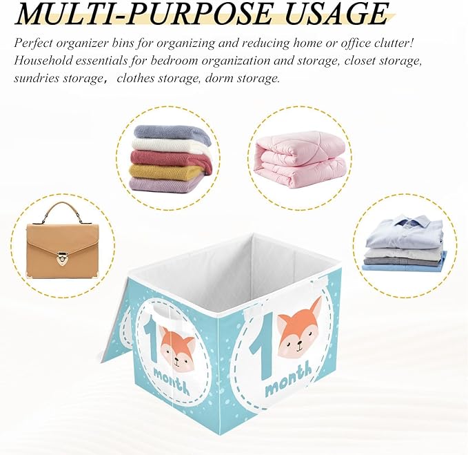 1_month Storage Container with Lid Foldable Organization Storage Storage Bins for Clothes for Home Studyroom Dormroom