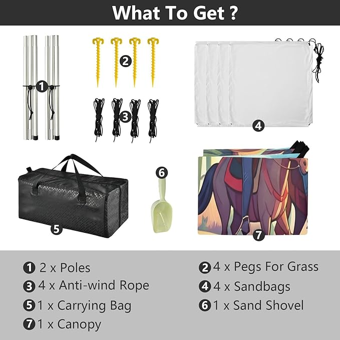 xigua Cowboys Beach Tent Sun Shelter with Carrying Bag - Silver Coated Oxford Fabric Beach Canopy for Beach Camping Fishing - Includes Windproof Ropes Sandbags &amp Stakes