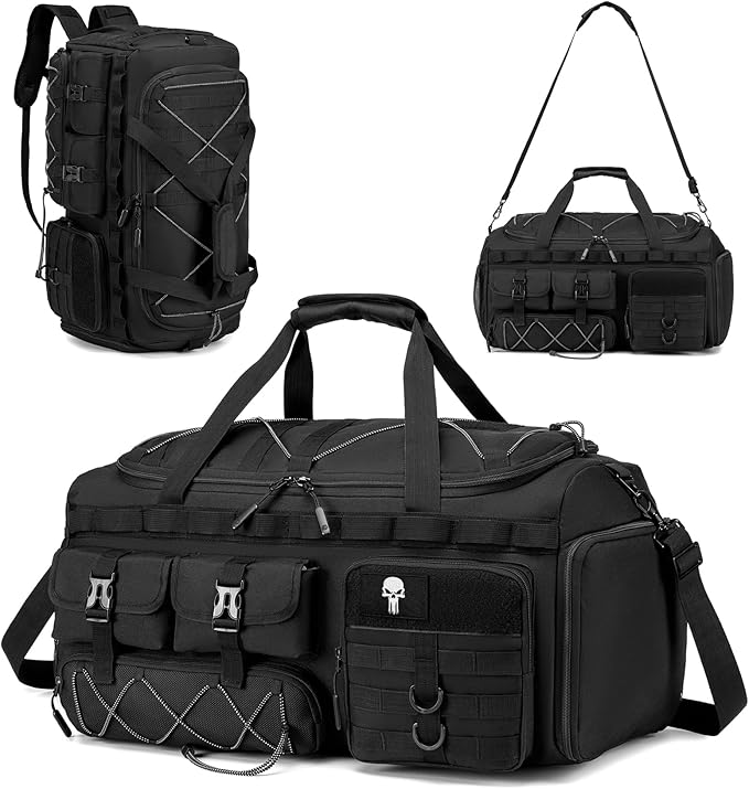 Tactical Gym Bag for Men Women Carry On Luggage 22x14x9 Airline Approved 3 in 1 Travel Duffle Bag with Shoe Compartment for Weekender Overnight Range Workout