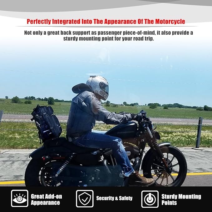 Goldfire Detachable Motorcycle Sissy Bar Rear Backrest with PadWaterproof Rechargeable Cycling Helmet Bag Welding Backpack For Harley Sportster XL 883 1200 2004-Up Accessories