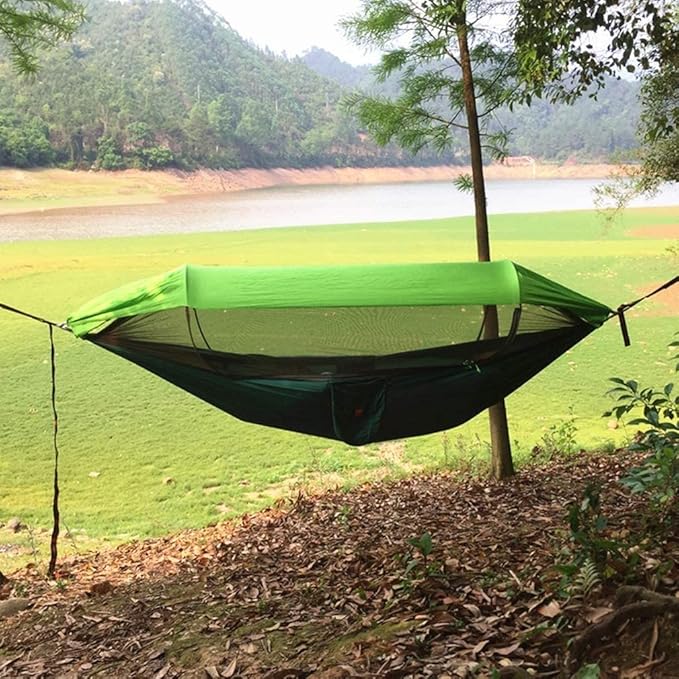 Camping Hammock with Net and Shade Cloth Portable Hammocks for Outdoor Hiking Backpacking TravelGreen