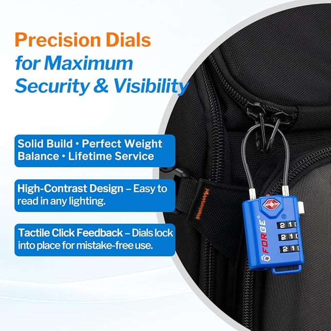 Bright Colors TSA Approved Luggage Locks 4 Pack Re-settable Combination with Alloy Body Blue 4 Locks.