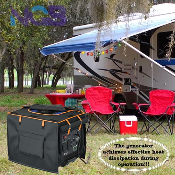 NGB Outdoor Generator Cover 24.8L x 20.2W x 20.8H for Universal Most Inverter Generators Made of 600D Plus 210D Double Layer Heavy Duty Waterproof Fabric with Waterproof Top Cover for Refueling