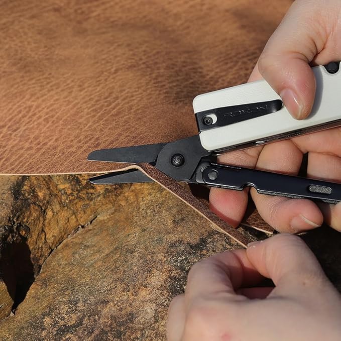 Roxon KS2 Elite Noir Blanc D2 Blade 13 in 1 Mini Multi Tool function pocket knife with big scissor G10 handle and Pocket clip good for Camping/Backpacking/Emergencies/EDC Multitool (D2 Steel Blade)