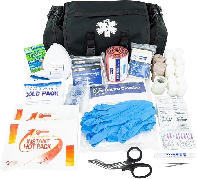 LINE2design First Aid (Ifak) Pouch EMS Bag - EMT Emergency Medical Trauma Pack Bags Tactical EDC Rescue Utility Gear IFAK Bags for Hiking Stop Bleeding Includes USA Patch - Black