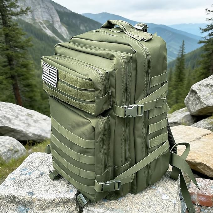 Tactical Backpack for Men Large Military Style Hiking Backpack with MOLLE System Travel Camping Bag for Trekking (red)