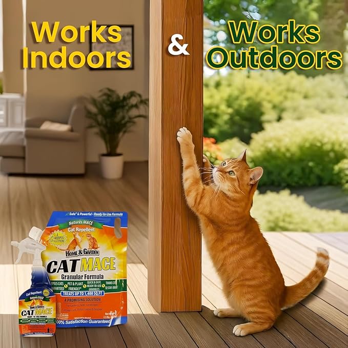 Nature's Mace Cat Repellent Bundle - Training Deterrent Tool for Cats - All-Season Protection for Outdoor &amp Indoor Areas - Gentle for Pets Plants &amp Family - 6 lb Granular &amp 40oz Ready-to