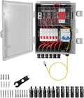 Solar Combiner Box 6 Strings with 100A DC Main Circuit Breaker 6×16A PV Breakers 40KA Surge Protector 120A Anti-Backflow Diodes IP65 Waterproof PV Combiner for On/Off-Grid Solar Systems