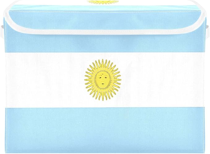 Argentina Flag Argentinian National Light Blue Storage Boxes with Lids Collapsible Clothes Organizer Extra Large Storage