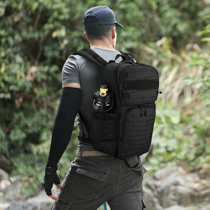 HUNTVP Tactical Backpack for Men 35L Military Backpack MOLLE 1000D Army Daypack 3 Day Bug Out Bag for Work Camping Hiking Outdoor Black