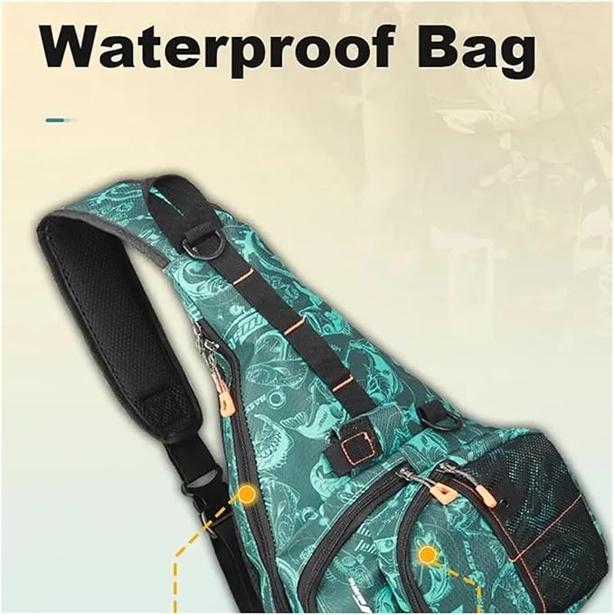 Spinning Casting Rod Bag Multi-Functional Big Capacity Waterproof Handbag Waist Crossbody Chest Fishing BackPack(Camouflage n Rod Box)
