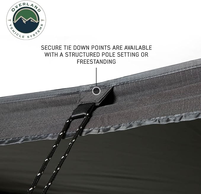 Overland Vehicle Systems - XD Nomadic 270 LTE - Awning w/Lights Passenger Side Black Trim w/Black Travel Cover