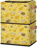 KOBLEN Animal Bee Pattern Storage Basket Collapsible Rectangular Storage Bins with Zipper Lid Handle Closet Shelf Cloth Organizer Basket for Nursery Bedroom Clothes Toy