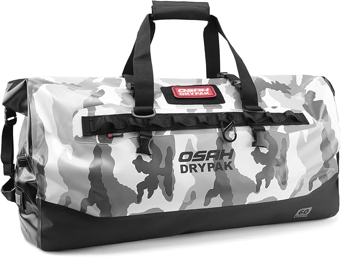 OSAH DRYPAK Waterproof Duffel Bag 25L/40L/60L – Heavy-Duty Motorcycle Tail Bag Roll-Top Dry Bag for Travel Camping Boating Kayaking Outdoor Adventure