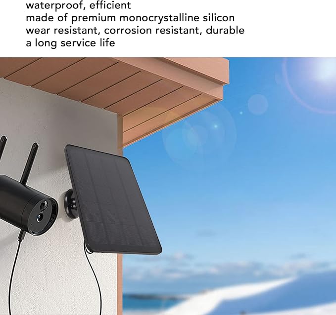 Solar Panel for Security Camera Outdoor 5V 4W High Efficiency Panel Camera Charger with 9.84ft Power Cord 360 Degree Rotation Efficient Conversion (Black)