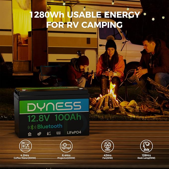 12V 100Ah Bluetooth LiFePO4 Battery Deep Cycle Group 31 Lithium RV Batteries Built-in 100A BMS with Low-Temp Protection 12.8 Volt Lithium Battery for Rv Camping Home Solar System Off-Grid
