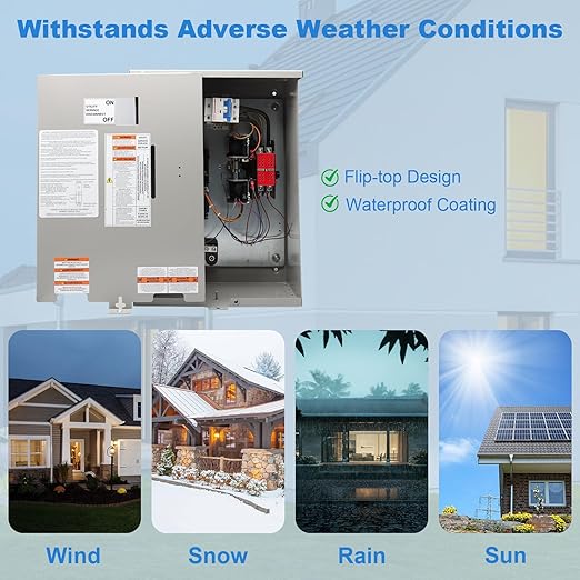 100 Amp Automatic Transfer Switch Single Phase Generator Transfer Switch Power Management Replacement for Generac RXSW100A3 NEMA 3R Outdoor Rated Aluminum Enclosure for Indoor and Outdoor Use