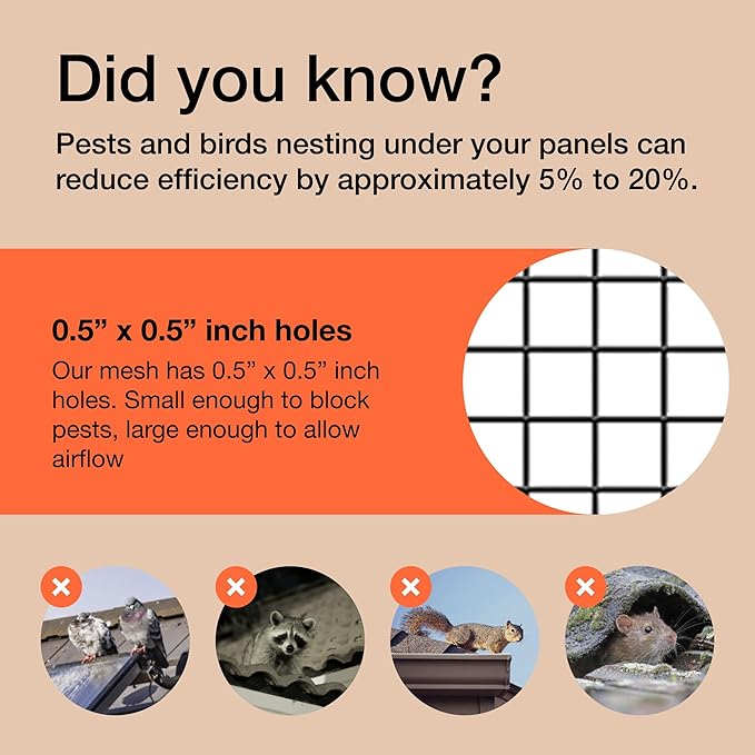 MaPorch Solar Panel Squirrel Netting - PVC Coated Galvanized Steel Mesh - 6 in x 50 ft Black Under Fence Barrier Mesh - Squirrel Wire Guard &amp Bird Netting Solar Panel Protection &amp Garden Fen