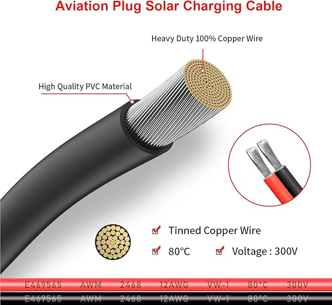 ELFCULB Aviation Plug to XT90 Cable 12AWG XT90 Female Connector to Aviation Male 12V Charing Cable Compatible with Portable Power Station AC200MAX/AC200P New 2-Pin(6FT)