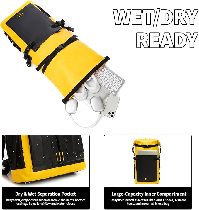 Waterproof Dry BagHeavy Duty Hiking Backpack Roll-Top Closure Bag for Kayaking Hiking Camping Boating- Men/Women ﻿