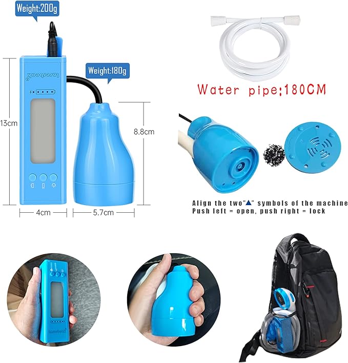 Portable Outdoor Camping Shower with Charger 5000mAh Power Bank High Capacity with LED Camping Lantern for Emergency Light Mobile phone emergency charging 3 Functions Handheld Shower Head