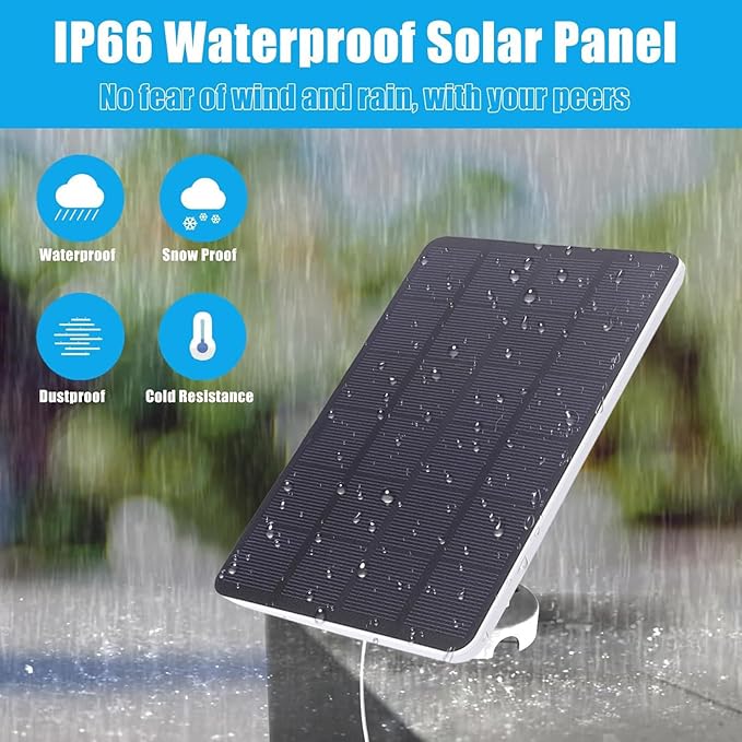 Fabater Solar Panel for Googles Nest Camera 10W Solar Power Charger with 360 Adjustable Bracket and 9.8ft Cable IP66 Water Proof for Indoor &amp Outdoor Security Cam (1pc)