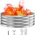 60 Inch Fire Pit Ring 5FT Galvanized Steel 12 Raised Heavy Duty Wood Burning Fire Pits&ampOutdoor Fireplace Heat Resistant Campfire Ring with Spark Guard for Outdoor Backyard Patio &amp Camping
