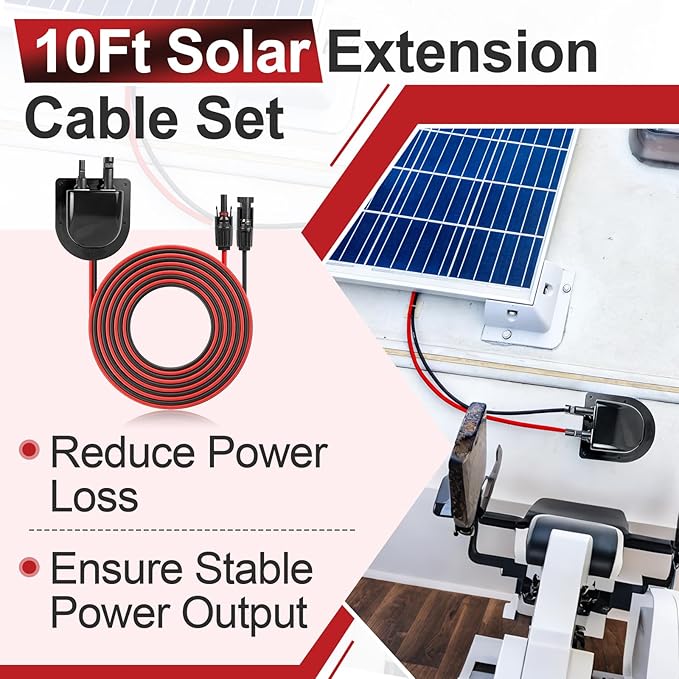 Solar Cable Entry Gland with 10Ft 10AWG Solar Extension Cable MC4 Entry Connectors Solar Junction Box Fit for RV Boat Camper Van Garage PPO Insulated Tinned Copper Wire