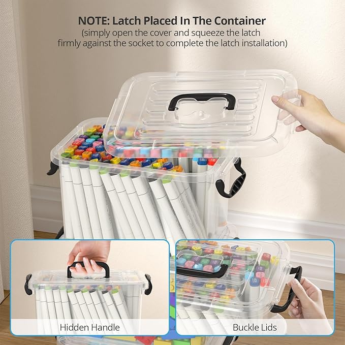 Plastic Storage Containers with Lids - 6 Pack 6 Quart Clear Storage Bins with Lids Stackable Storage Containers for Organizing Small Plastic Storage Box with Lid Black Handle and Latches