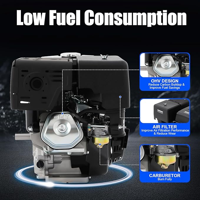 Gasoline Engine 420CC Gasline Powered Engine 15Hp Go Kart Motor Single Cylinder 4 Stroke OHV Hand Pull Start Multi-Use Motor Fuel Consumption Rate ≤374g/Kw. H