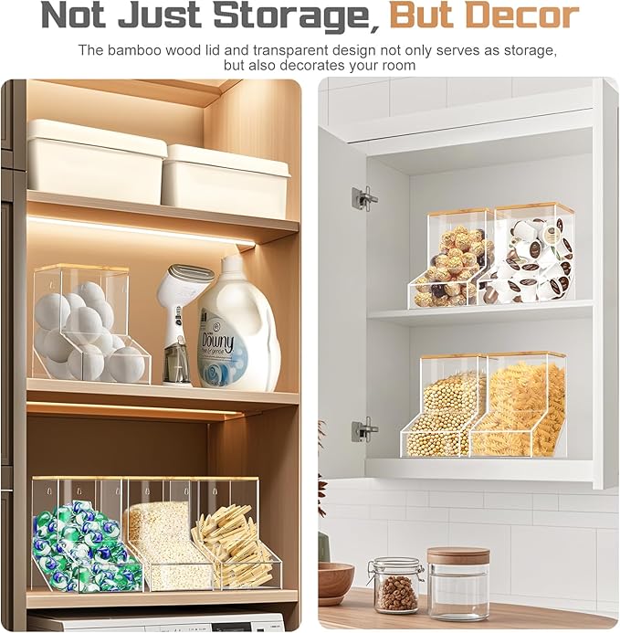 JYPS Laundry Pods Container Acrylic Dishwasher Pods Holder w/ 2 Lids Dispenser For Powder Dryer Balls Beads Soap Organizer For Room Desktop / Wall Mount Snack Candy Organization Storage
