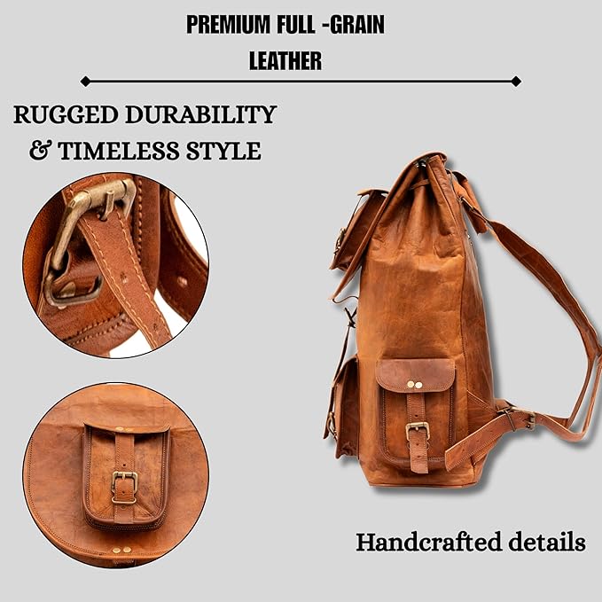 TWARA Vintage Leather Sports Backpack for Men &amp Women Handmade Full Grain Leather Gym &amp Travel Rucksack Large Capacity Outdoor Hiking Backpack College Sports Bag Workout Travel Daypack
