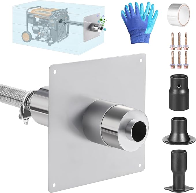 Generator Exhaust Extension Silencer Kit Portable Generator Muffler Silencer Kit (Used in Shed Box) Exhaust Noise Reduce 80% (Silver 25.51 Hose)