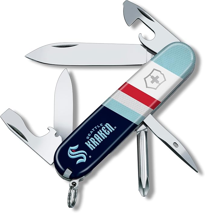 Victorinox Tinker Swiss Army Knife – Compact 12 Function Swiss Made Pocket Knife with Large Blade Small Blade and Bottle Opener – Seattle Kraken