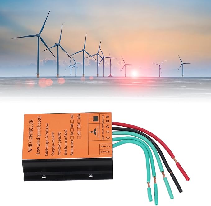 Wind Turbine Charges Controller 12V/24V 300W‑1000W MPPT PWM Wind Turbine Generator Controller 16A IP67 Waterproof Wind Generator Controller Auto Match MPPT Controller