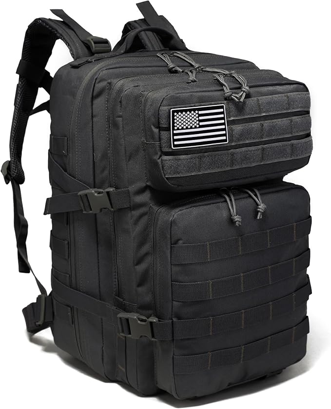 Tactical Backpack for Men Bug Out Bag Army Pack Rucking Backpacks 45L MOLLE Military 3 Day Hiking Rucksack (Black)
