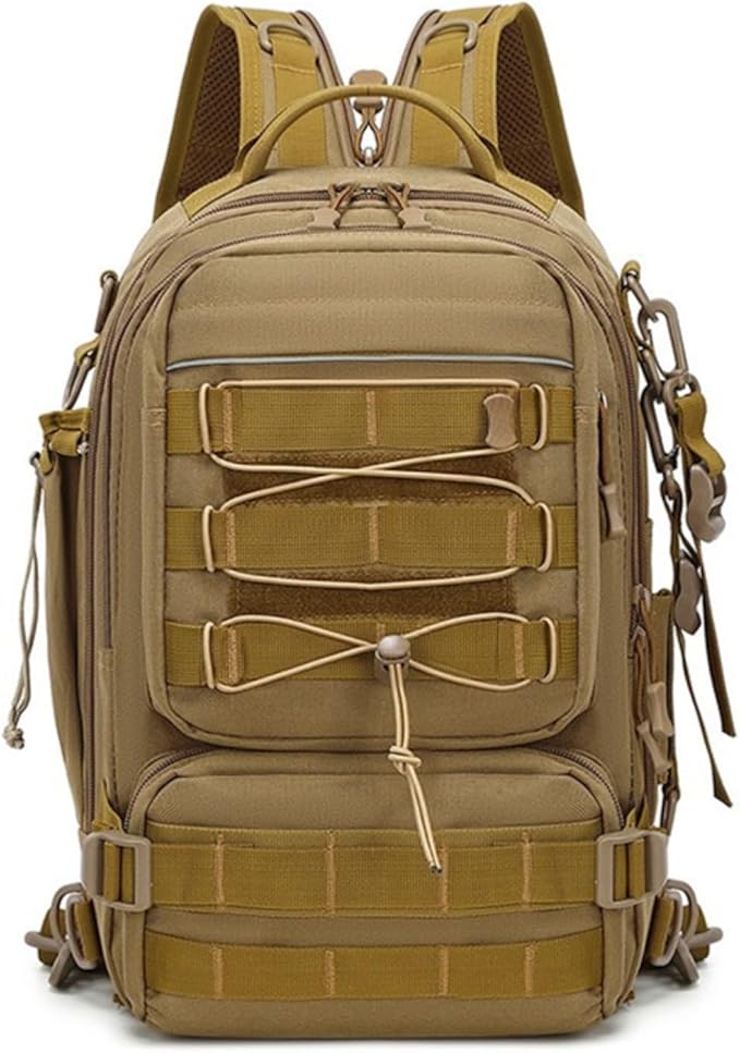 Men Backpacks Tactical Backpack Military Army Daypack For Hiking Camping Travel Hunting Rucksack Molle Bag (Brown 9.8 * 7.5 * 16inch(L*W*H))
