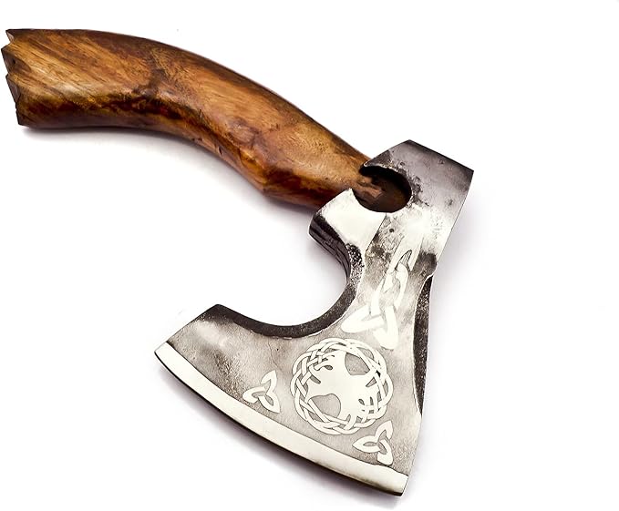 Custom Handmade Stainless Steel Viking Axe Bearded Axe with Gorgeous and Solid Wood Handle (Y-01)