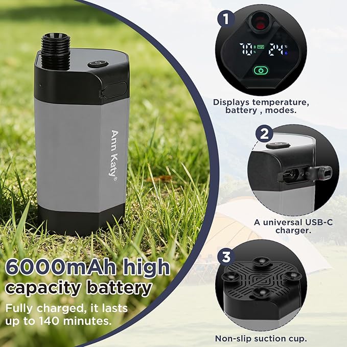 Ann Katy Portable Camping Shower Outdoor Camp Shower PumpUpgrade Rechargeable Electric Shower Pump with Intelligent Digital Display Multiple Spray Modes for Camping Hiking TravelingRV