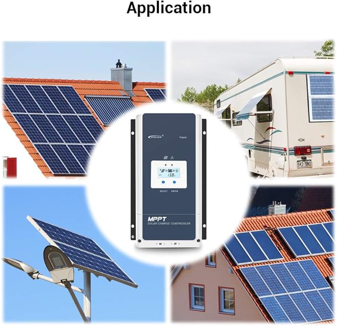 EPEVER 100A MPPT Solar Charge Controller 12V/24V/36V/48V Auto Max 150V Input Negative Ground Solar Panel Charge Regulator with MT50 Remote Meter Temperature Sensor RTS &amp PC Communication Cable RS4