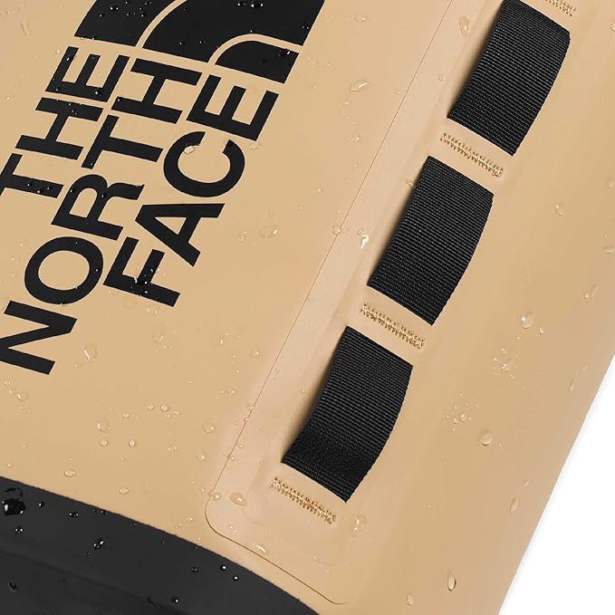 The North Face Base Camp Dry Bag - Roll-Top Waterproof Stuff Sack Ideal for Camping Gear &amp Kayak Accessories Khaki Stone/TNF Black 18 Liters