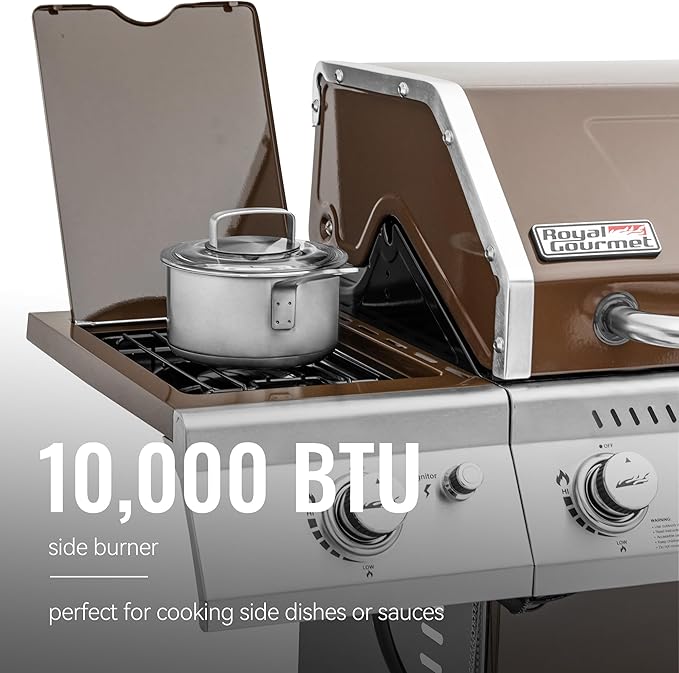 Royal Gourmet GA6402C 6-Burner Propane Gas Grill with Sear Burner and Side Burner 74000 BTUs Cabinet Style Outdoor BBQ Grill for Barbecue Grilling &amp Backyard Cooking Coffee