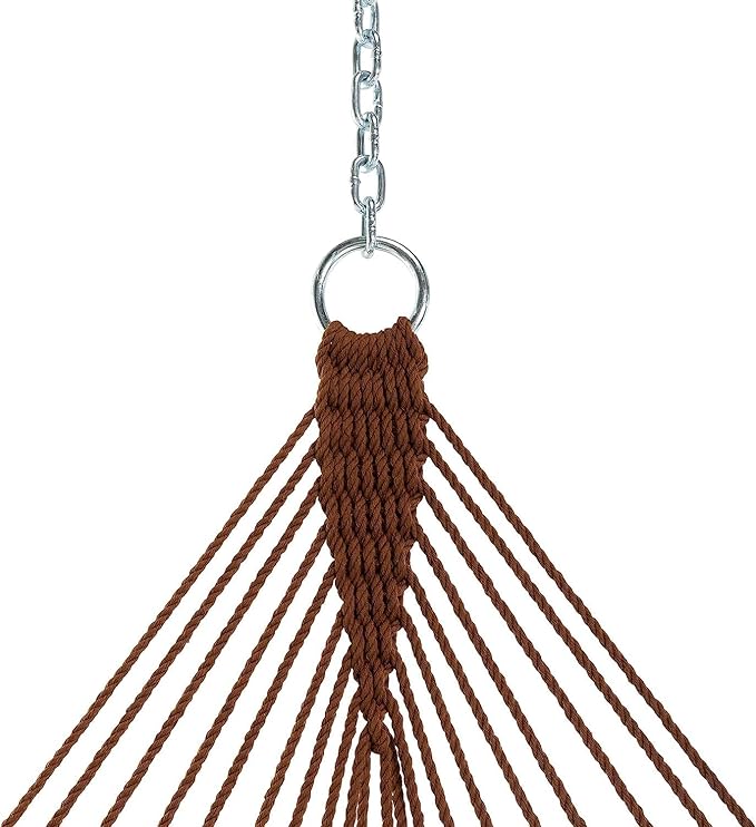 Castaway Living 13 ft. Double Traditional Hand Woven Antique Brown Polyester Rope Hammock – 2-Person 450 lb Capacity Free Extension Chains &amp Tree Hooks Designed in The USA