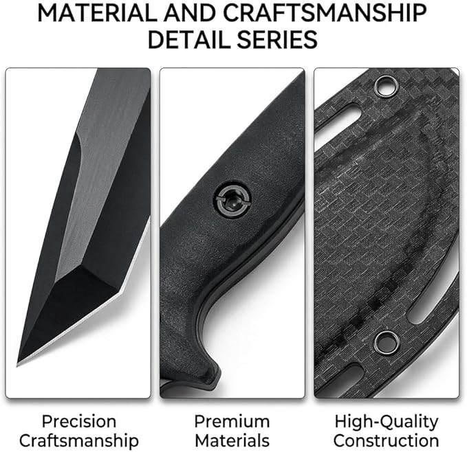 10 Fixed Blade Survival Knife with ABS Sheath - High Hardness Stainless Steel Tanto Blade Outdoor Utility Tool for Camping Hiking &amp Bushcraft - Ergonomic Lightweight Gear Black/Green (black)