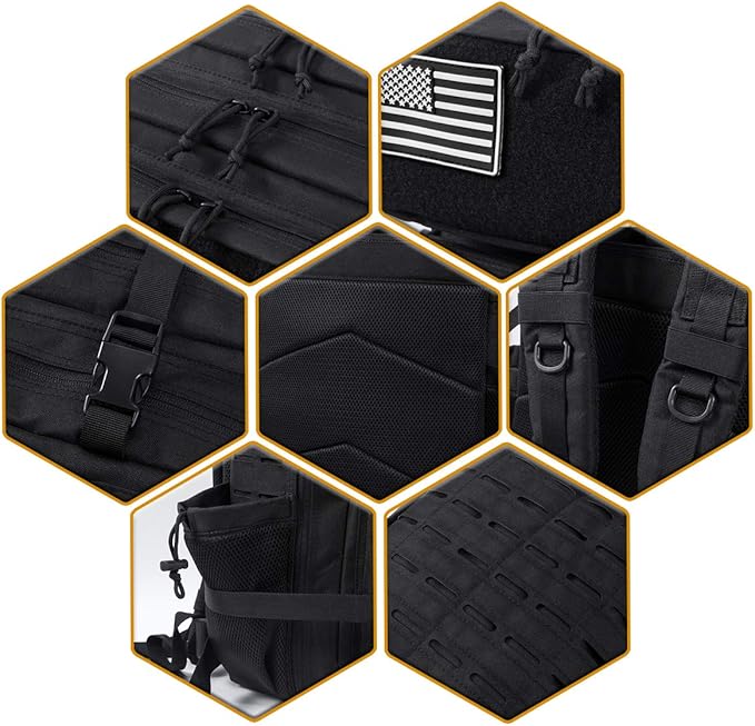 QT&ampQY 25L/45L Military Tactical Backpack For Men Molle Daypack 3 Day Bug Out Bag Hiking Rucksack With Bottle Holder